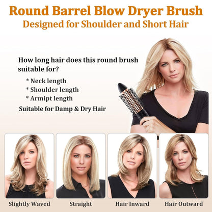Round Blow Hair Dryer Brush - 1.6 Inch Round Barrel Hot Air Brush Black-gold