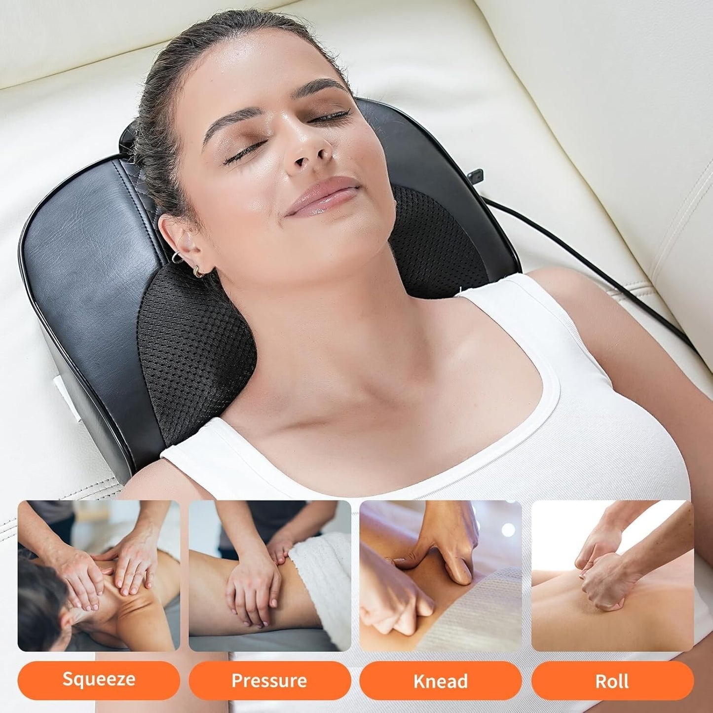 Rechargeable Back and Neck Massager for Pain Relief Deep Tissue Shiatsu Neck