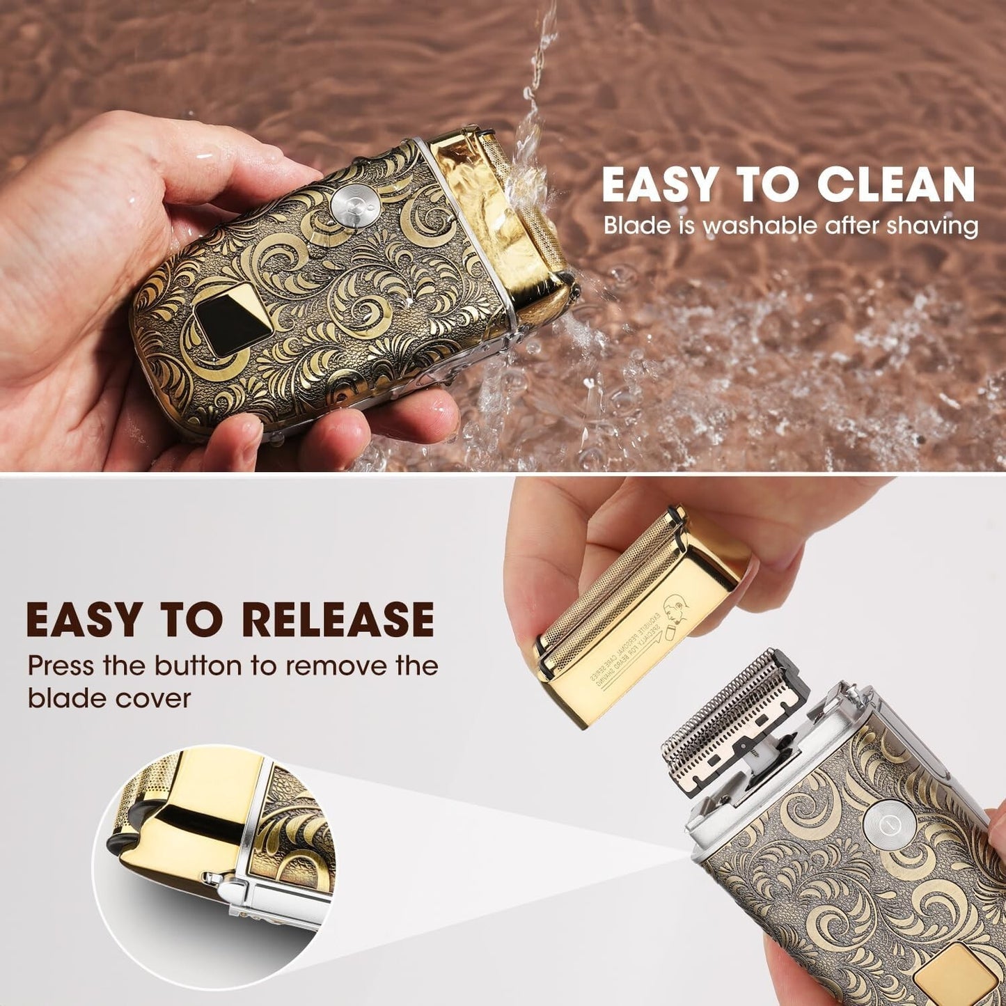 Suttik Electric Razor Foil Shavers Hair Clippers for Men (Bronze)