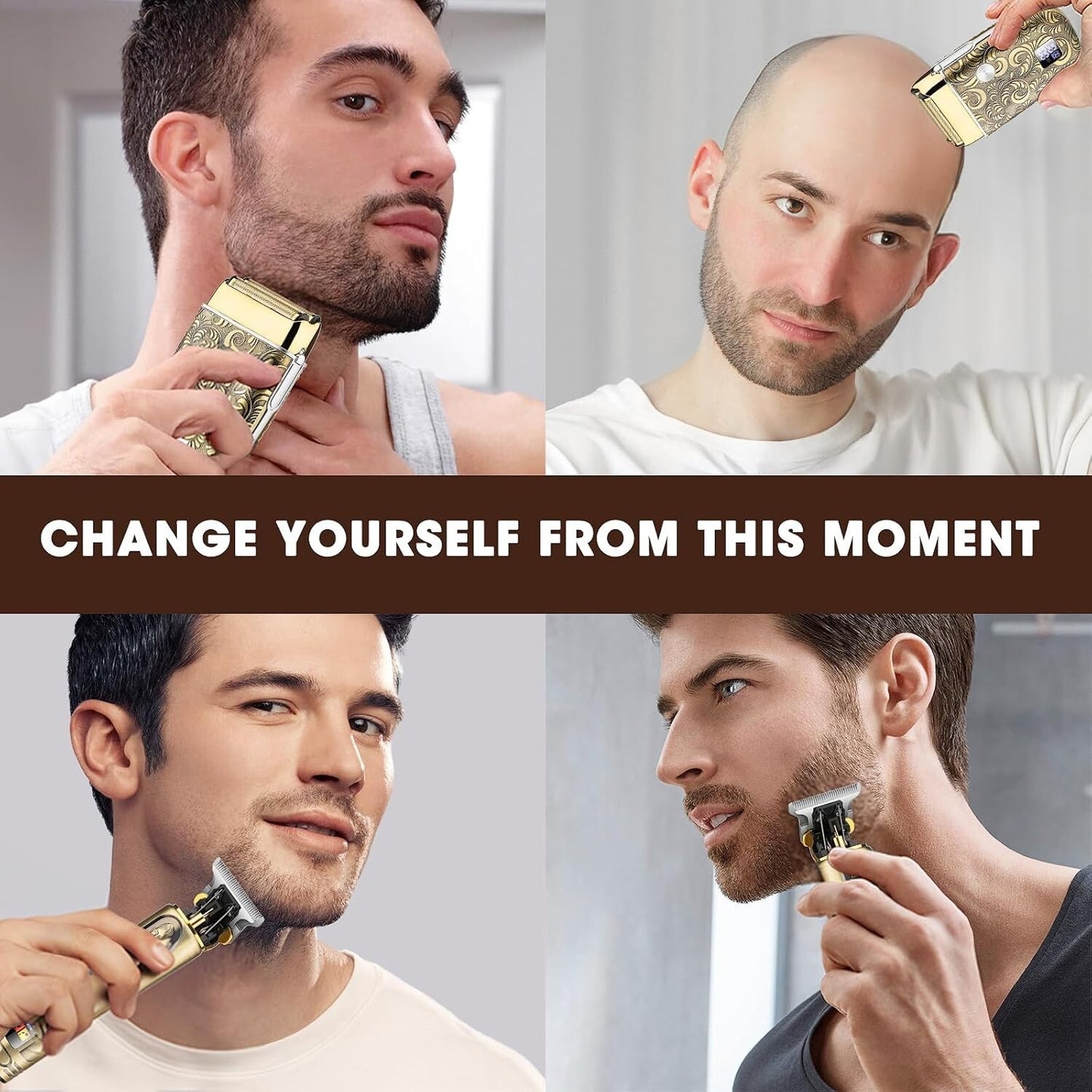 Suttik Electric Razor Foil Shavers Hair Clippers for Men (Bronze)