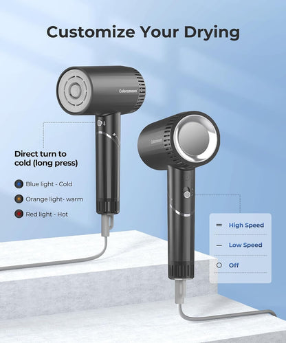 Hair Dryer, 100,000 RPM High-Speed Ionic Blow Dryer for Fast Drying, 500Millions