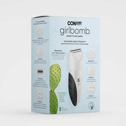 Conair GIRLBOMB Shaver and Body Buffer for Women Wet/Dry, Model NPGBS03