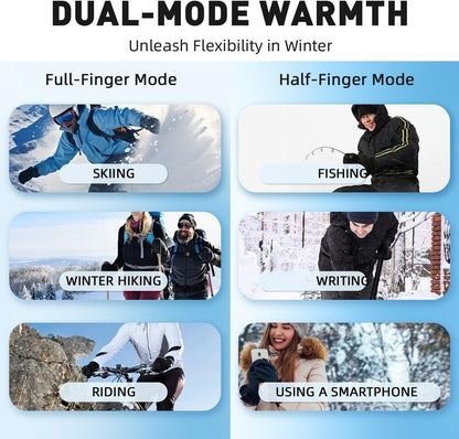 Rechargeable Heated Gloves for Women Men, Full & Half Finger Electric Gloves ...