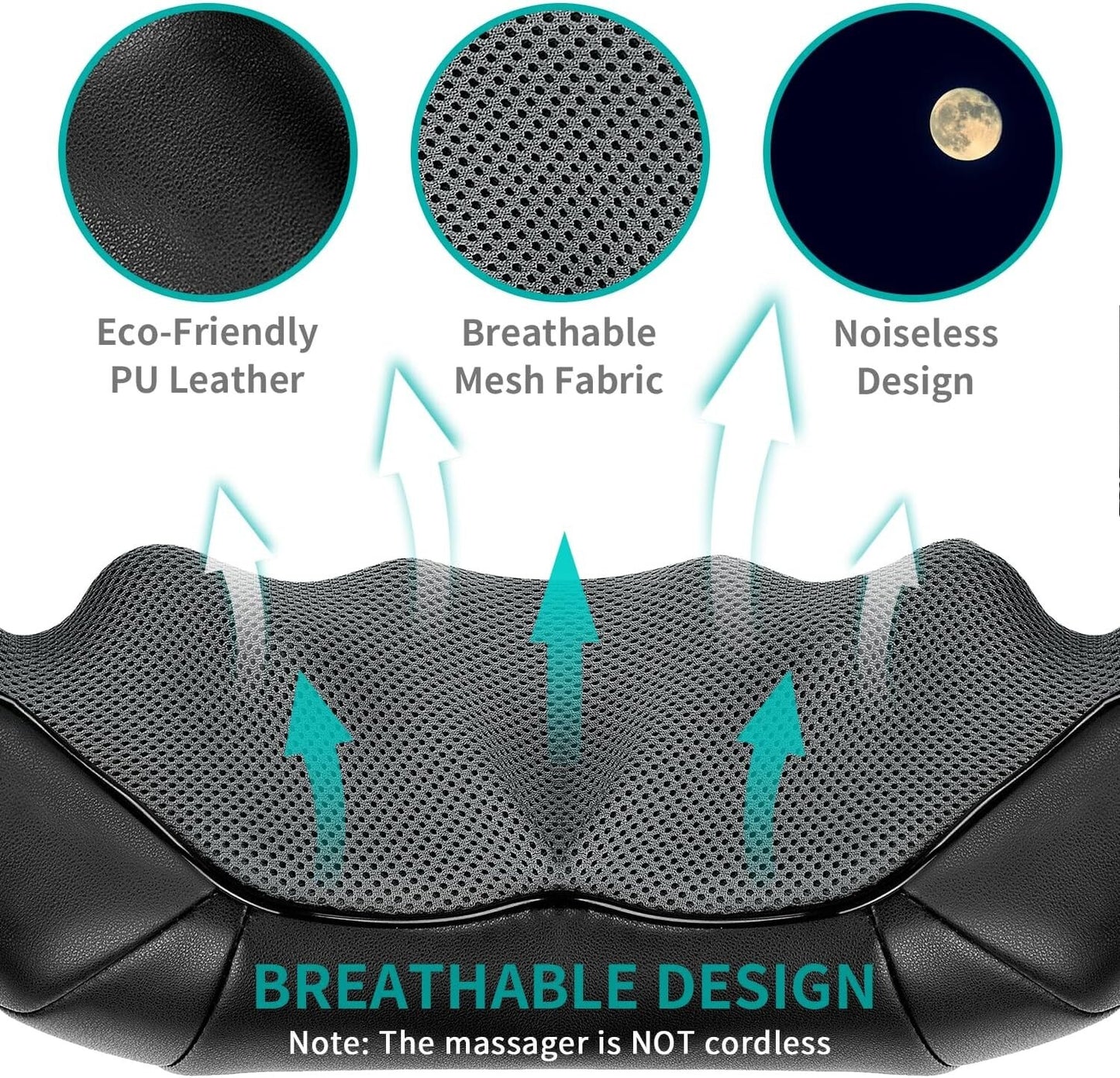 Shiatsu Neck and Back Massager with Soothing Heat, Nekteck Electric Deep Tissue