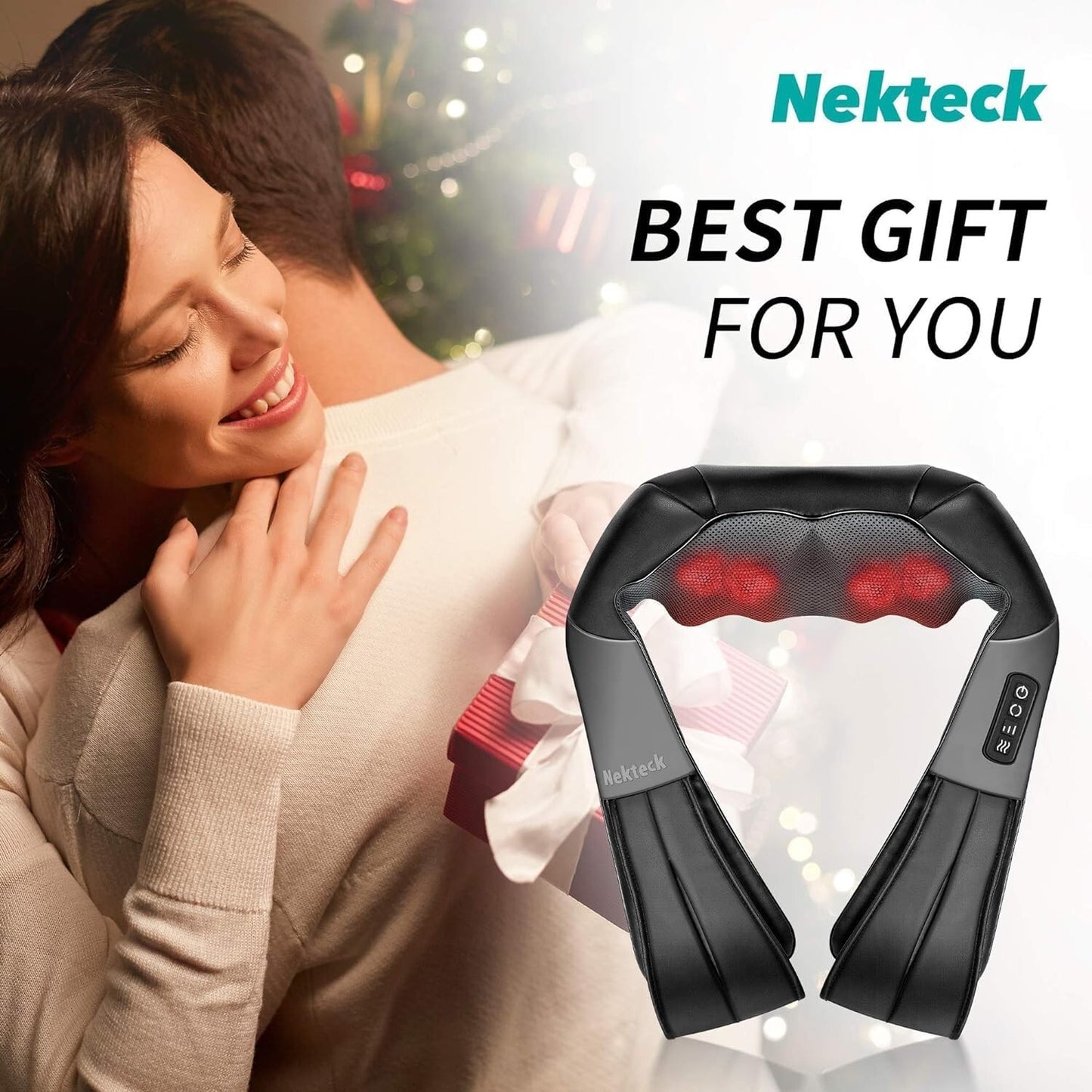 Nekteck Shiatsu Neck and Back Massager with Soothing Heat, Electric Deep Tissue