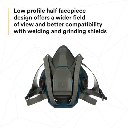 3M Rugged Comfort Quick Latch Half Facepiece Reusable Respirator 6502QL,...