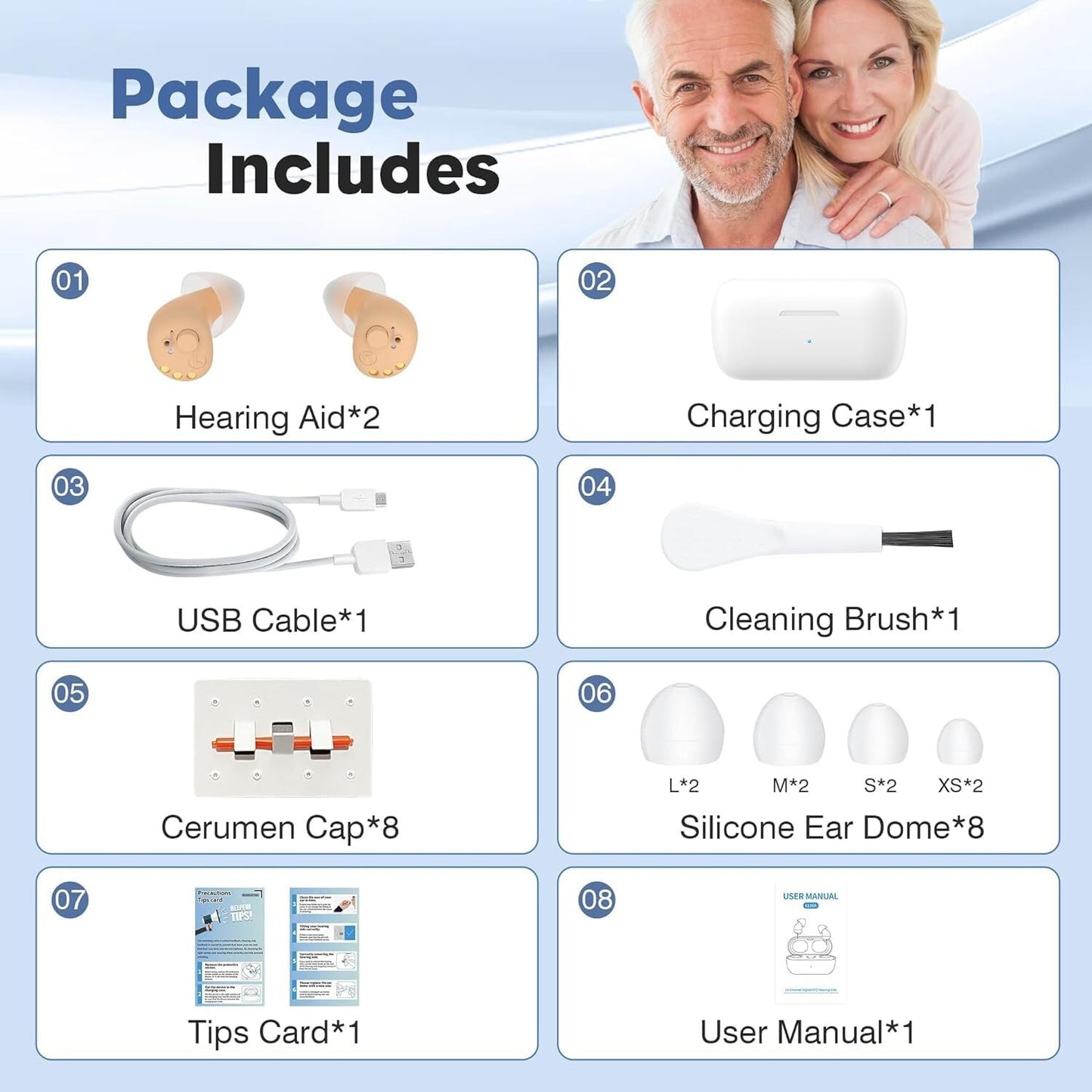 Hearing Aids, Rechargeable Digital Hearing Aids for Seniors, Noise Cancelling wi