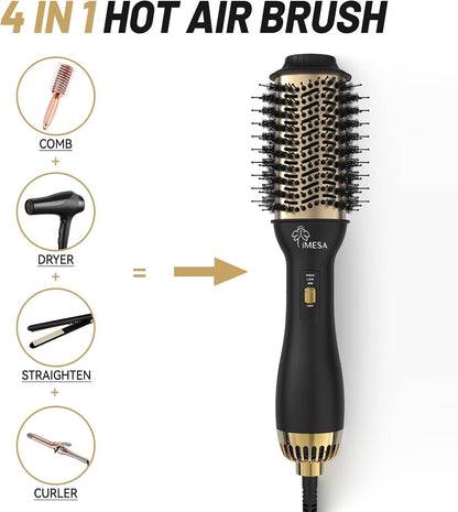 4-in-1 Hot Air Brush with Oval Barrel - Salon-Grade Styling Tool for All Hair Ty
