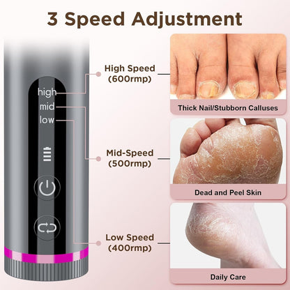 Electric Foot Callus Remover with Nano-Glass Head, Brushless Electric Foot File