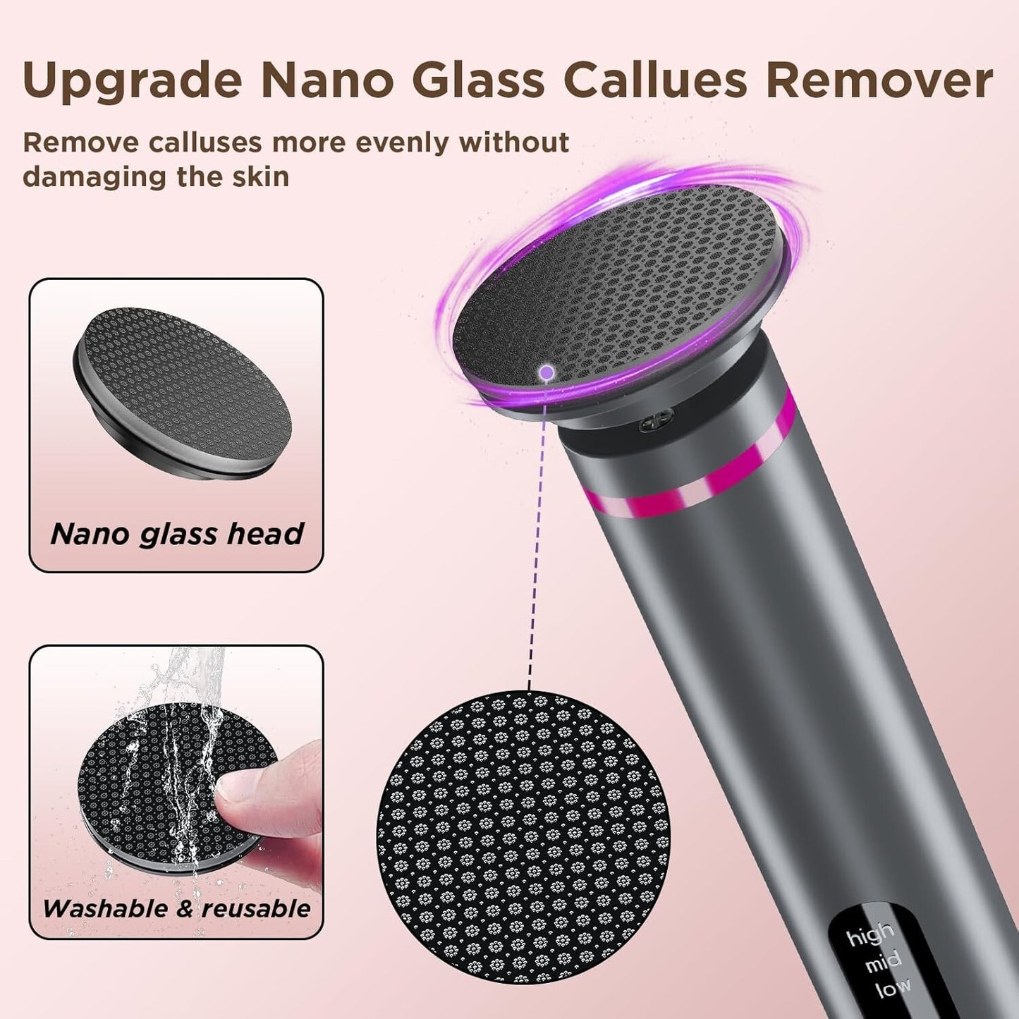 Electric Foot Callus Remover with Nano-Glass Head, Brushless Electric Foot File