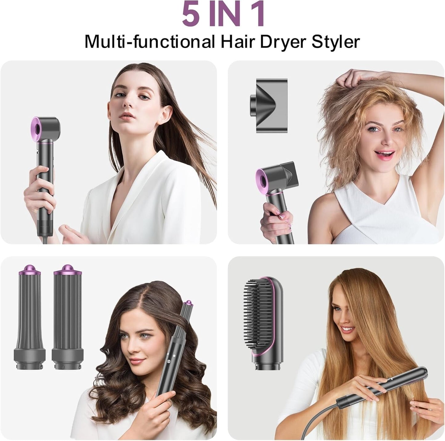 Hair Dryer Brush 5 in 1 110,000 RPM High-Speed Frizz-Free Blow Dryer for Fast Dr