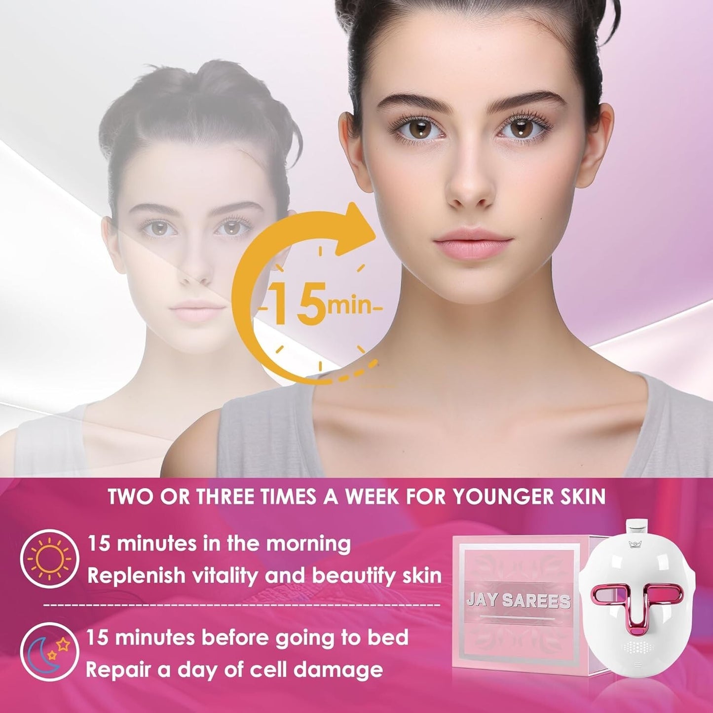 Wireless Red Light Therapy Skin Care Rejuvenation Facial Mask 7 Colors LED