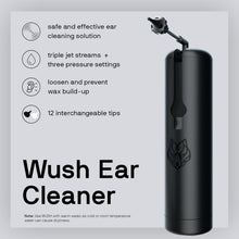 Wush Pro Water Powered Ear Cleaner with 12 Reusable Replacement Tips by Black Wolf - Safe &amp; Effective - Electric Triple Jet Stream with 3 Pressure Settings for Ear Wax Buildup - Ear Wax Removal Kit
