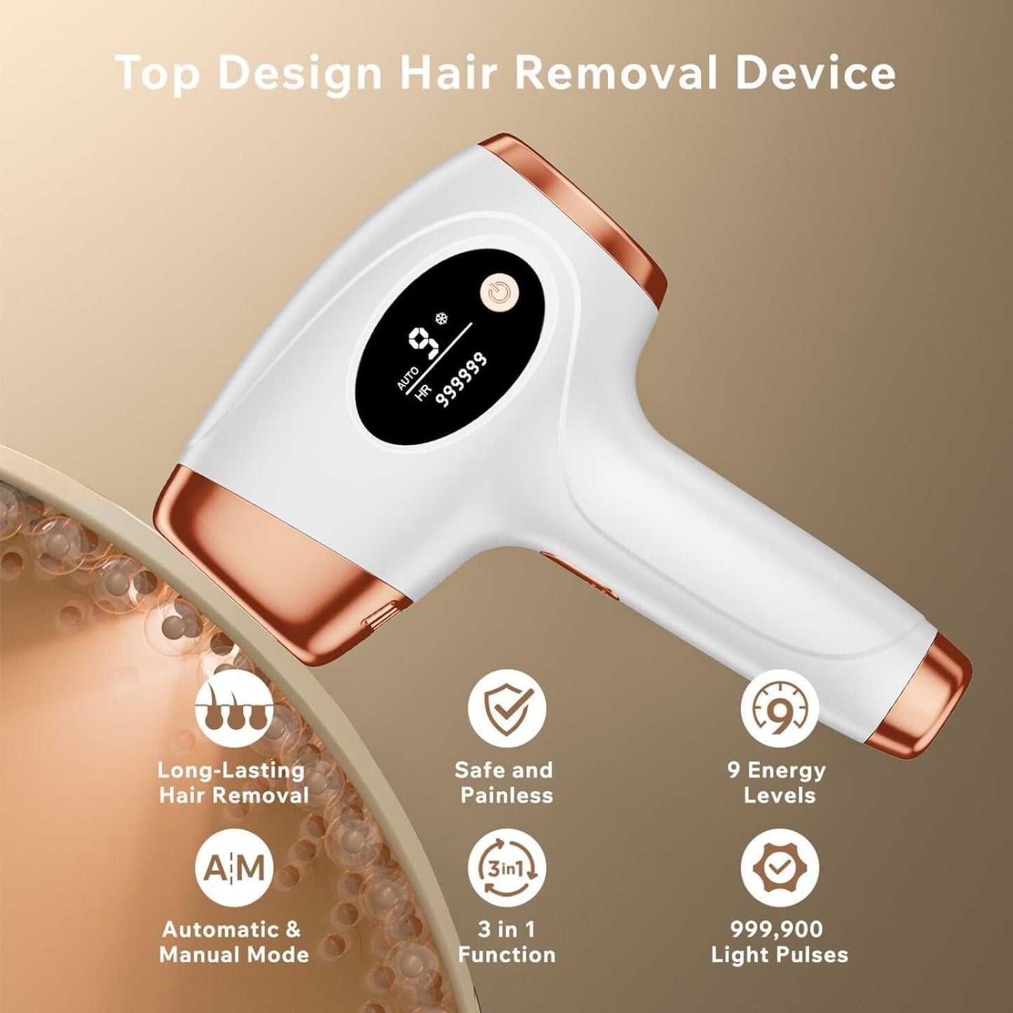 Aopvui Laser Hair Removal Device for Women and Men, 3-in-1 Upgraded 999,900+ Fla