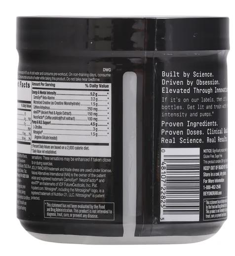 Beyond Raw Pre-Workout, Clinically Dosed, Blue Raspberry