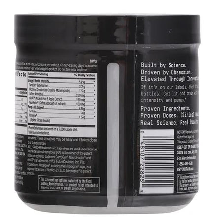 Beyond Raw Pre-Workout, Clinically Dosed, Blue Raspberry