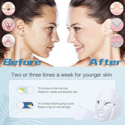 LED FACIAL LIGHT THERAPY Mask-Led Face Mask Light Therapy, 7 Led Light Therapy