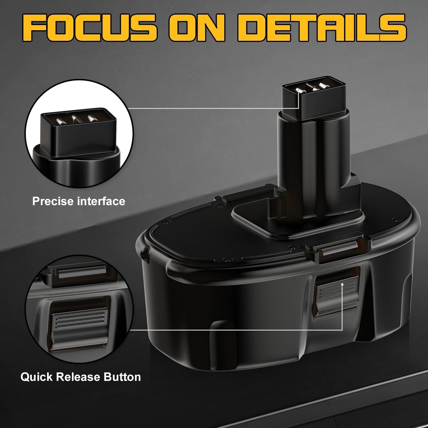 PDstation Upgraded 2Pack 4800mAh DC9096 Battery Replacement for Dewalt 18v Batte