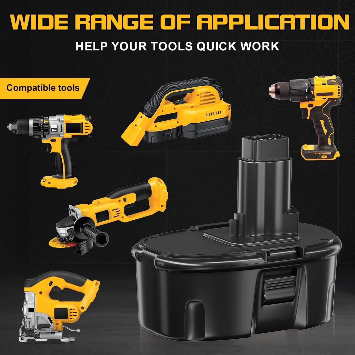 PDstation Upgraded 2Pack 4800mAh DC9096 Battery Replacement for Dewalt 18v Batte