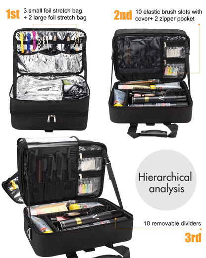 Hairdresser Bag, Large Makeup Case for Hair Stylist Professional Makeup Bag Hair