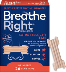Breathe Right Nasal Strips, Extra Strength, Tan Nasal Strips, Help Stop Snoring,