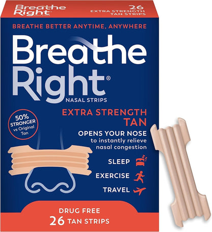 Breathe Right Nasal Strips, Extra Strength, Tan Nasal Strips, Help Stop Snoring,