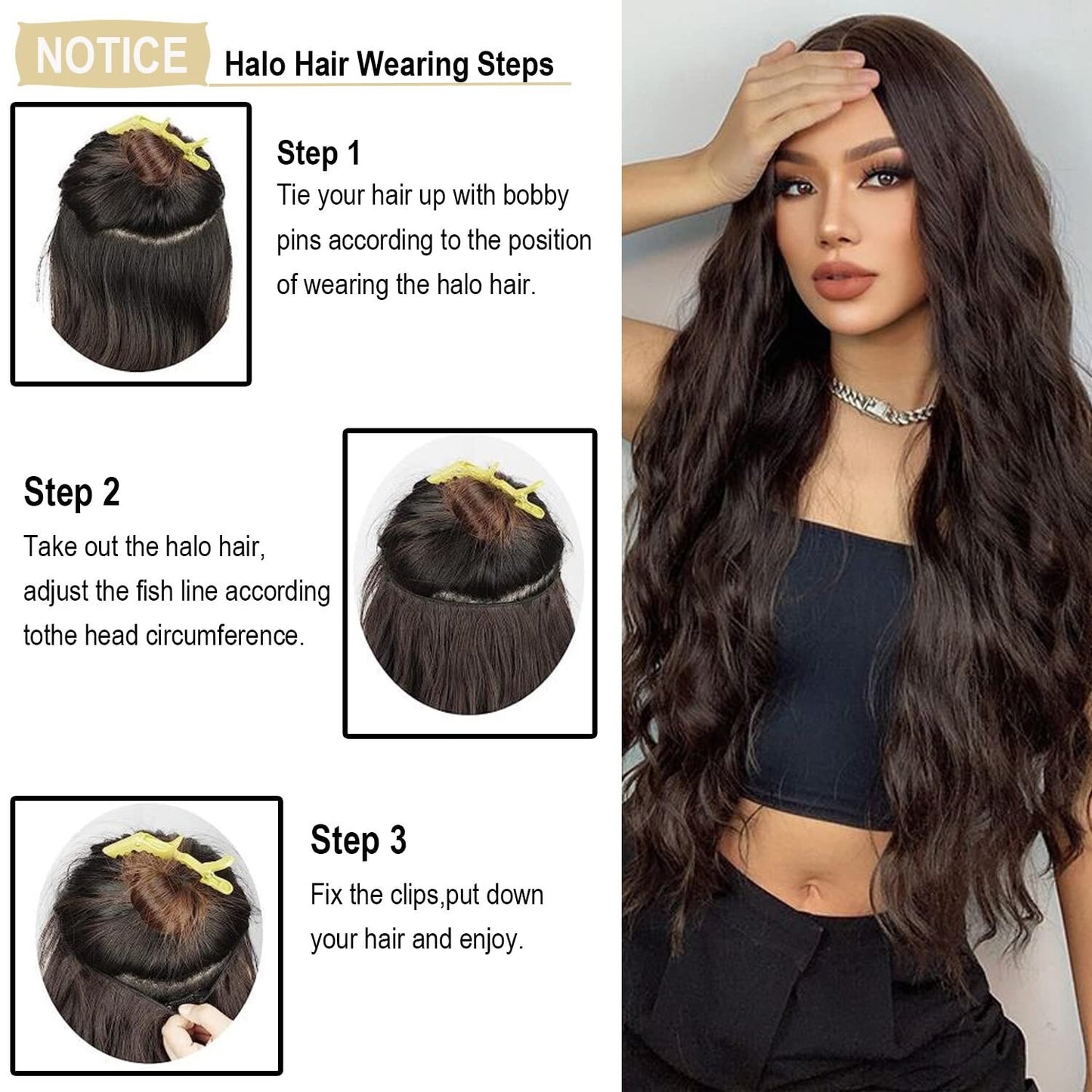 Halo Hair Extensions Thick Invisible Wire Hair Extension 5 Types Adjustable Head