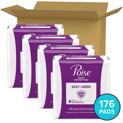 Poise Daily Incontinence Panty Liners, 2 Drop Very Light Absorbency,176 Count