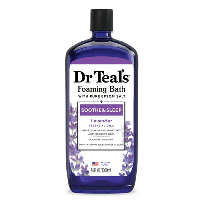 Dr Teal's Foaming Bath with Pure Epsom Salt, Soothe & Sleep w Lavender, 34 fl oz
