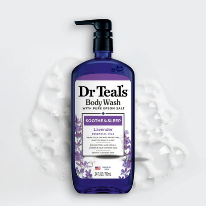 Dr Teal's Body Wash with Pure Epsom Salt, Soothe & Sleep with Lavender, 24 fl oz