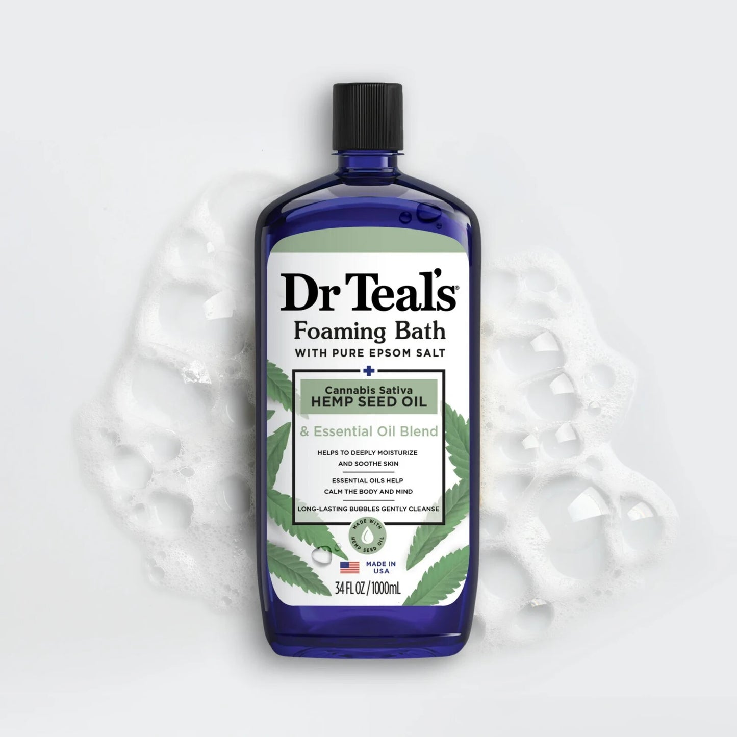 Dr Teal's Foaming Bath, Can* nabis Sativa Hemp Seed Oil with Essential Oil Blend
