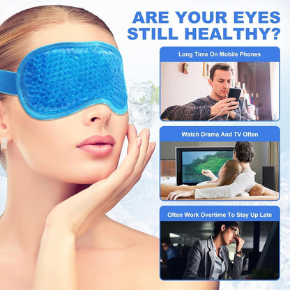 2Pack Cold Cooling Eye Mask, Reusable Hot Colder Therapy Gel Bead 2pcs Blue