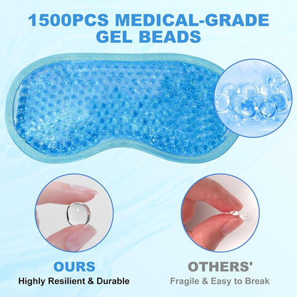 2Pack Cold Cooling Eye Mask, Reusable Hot Colder Therapy Gel Bead 2pcs Blue