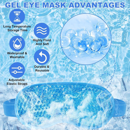 2Pack Cold Cooling Eye Mask, Reusable Hot Colder Therapy Gel Bead 2pcs Blue