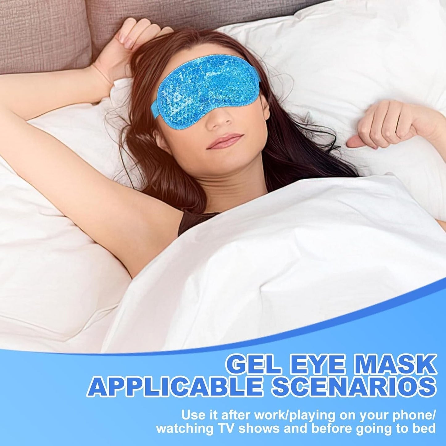 2Pack Cold Cooling Eye Mask, Reusable Hot Colder Therapy Gel Bead 2pcs Blue