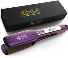 Professional Titanium 1.75Inch Flat Iron Hair Straightener & 2-in-1 Hair Styler with Digital LCD Display, Dual Voltage Instant Heating for Professional Straightening and Curling. (Purple)