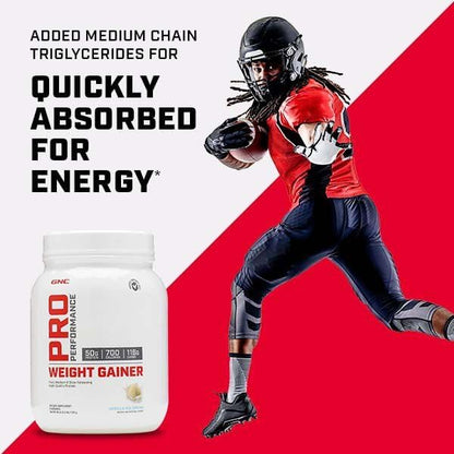 GNC Pro Performance Weight Gainer Protein Powder, 50g Protein, High Calorie, 700 Calories, Supports Mass and Muscle Recovery, MCT, BCAA, 3rd Party Tested, Double Strawberries and Cream, 6 Servings