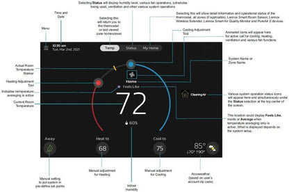 Lennox S40 (22V24) Smart Thermostat, Touchscreen, WiFi, Communicating System Control, Programmable, High Efficiency, Geo-Fencing, Remote Access, Wi-Fi and Alexa Enabled, Easy Installation