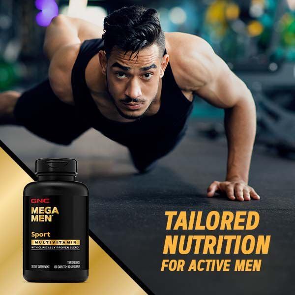 Mega Men Sport Multivitamin Caplets, Athletic Performance Nutrition, Muscle Function, Clinically Proven to Feel Better, Antioxidants, B Vitamins, Energy Production, Timed Release, 180 ct