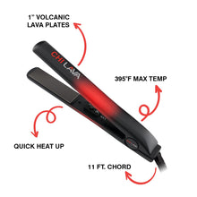 CHI Lava Ceramic Hairstyling Flat Iron | 1" Volcanic Lava Ceramic Floating Plates | Smooth Glide helps prevent damage | Analog On/Off Switch | Black/Red