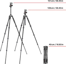 Vitec Imaging Manfrotto Tripod, Befree Advanced Aluminum, 4 Tiers, Freehead Twist Lock T-Tripod Kit, Black, Total Height 59.1 inches (150 cm), Length 15.7 inches (40 cm), MKBFRTA4BK-BH