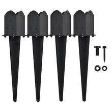 4 Pack Fence Post Anchor 4''x4'', Heavy Duty Fence Post Anchor Ground Spike 22''x4''x4'' for Fence, Mailbox, Bird Feeder, Decking,... with The Black Powder Coating Cover on The Surface