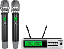 Olyque Wireless Microphones, All Metal Dynamic Professional UHF Dual Handheld Cordless Microphone, Auto Scan, 300ft for Parties, Events and Church(HP-619)