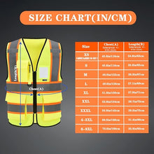 AYKRM 11 color High Vis Reflective Safety Vest for Women Men Security Pocket Zipper Size 2XL
