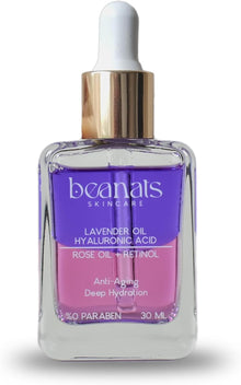Beanats Hypoallergenic Anti-Aging Serum Hyaluronic Acid + Lavender Oil | Retinol + Rose Oil reduces wrinkles and lines by regeneration of skin cells. COLLAGEN BOOST | VITAMIN A + E |%100 natural oils