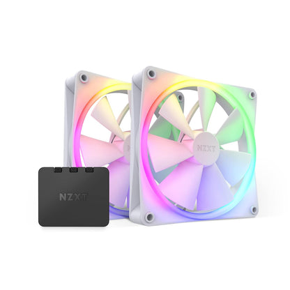 F140RGB - 140mm RGB Fans - Twin + RGB Lighting Controller - White