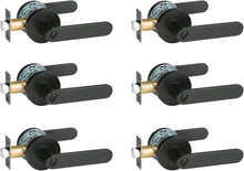 Heavy Duty Privacy Lever Door Handle Set Round Locking Matt Black Finish Keyless Lever Set - Reversible Door Handles for Left or Right-Handed Doors - Bedroom and Bathroom Door Levers, 6 Pack