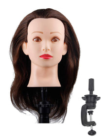 Mannequin Head with 100% Human Hair Hairdresser Training Head Manikin Cosmetology Doll Head Salon Training Practice Head with Blonde Human Hair Styling Dye Cutting with Clamp Stand.