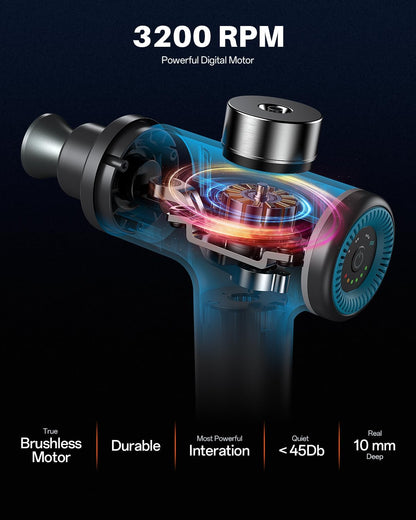 Flow Move Massage Gun Muscle Massager with 12 mm Amplitude USB-C Charging Port Massage Gun for Muscle Relaxation and Regeneration Strong Under 35dB Quiet, Blue