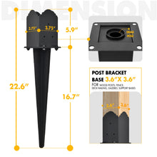 4 Pack Fence Post Anchor 4''x4'', Heavy Duty Fence Post Anchor Ground Spike 22''x4''x4'' for Fence, Mailbox, Bird Feeder, Decking,... with The Black Powder Coating Cover on The Surface